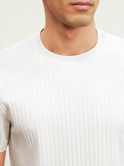 Rib Knit Crew Neck Tee