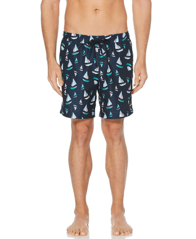 Sailboat Print Swim Short Powder Pink Perry Ellis