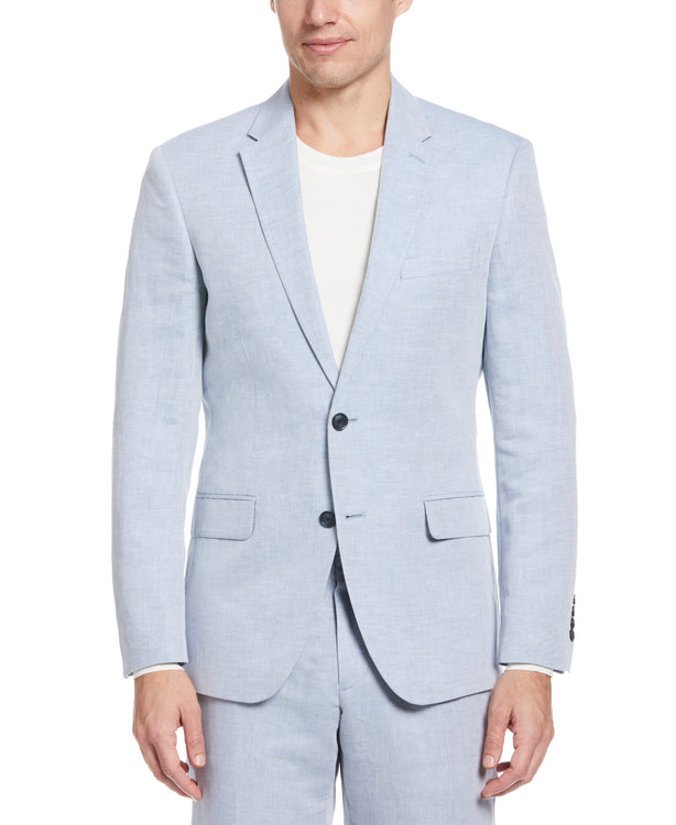 Slim Light Blue Linen Suit Jacket