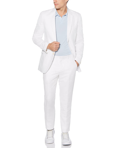 Slim Fit Solid Linen Suit Jacket Bright White Perry Ellis