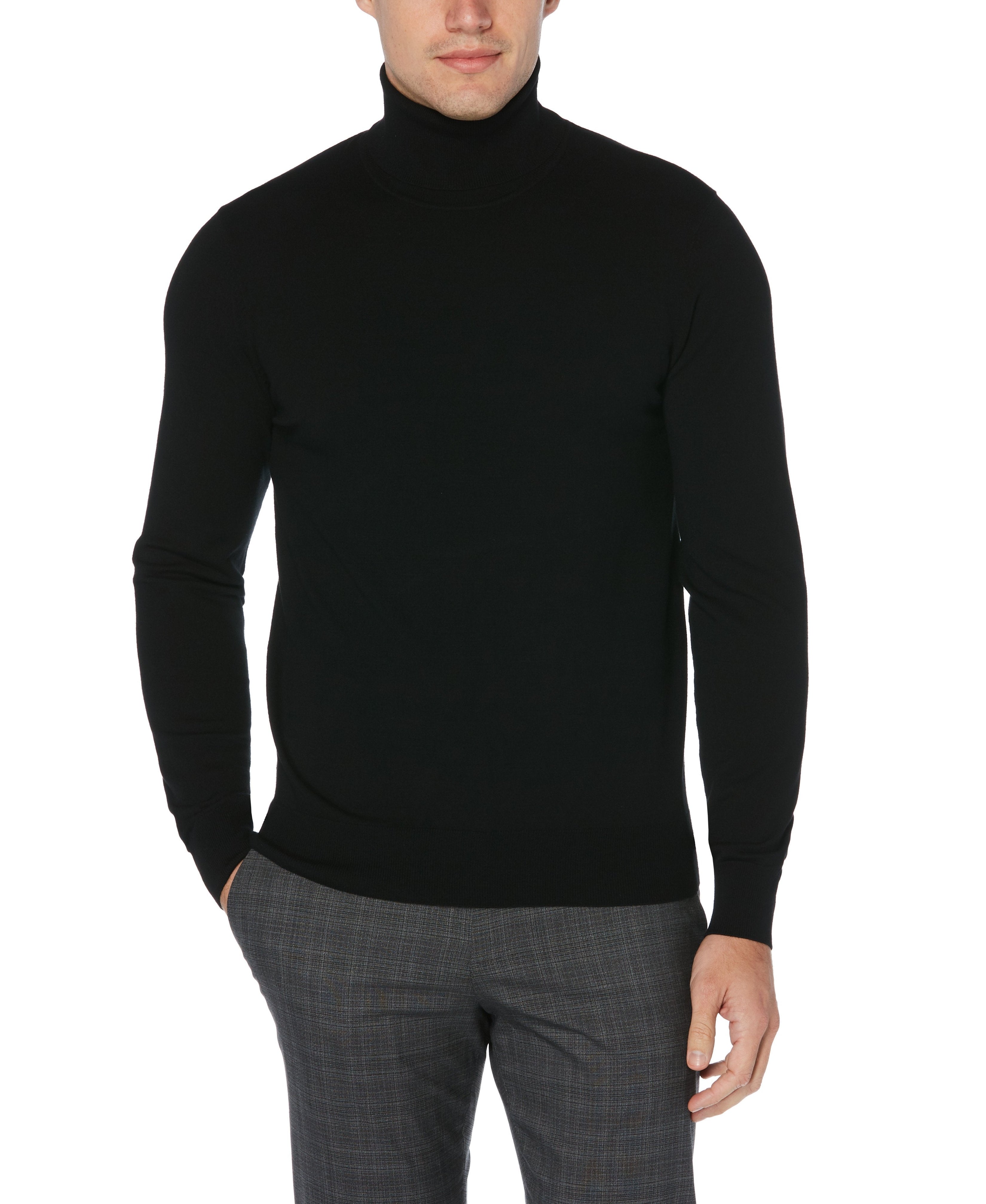 Solid Tech Knit Turtleneck Sweater | Perry Ellis