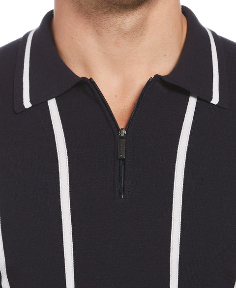 Tech Knit Vertical Stripe Zip Polo