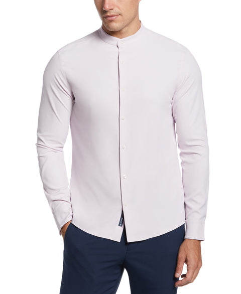 Untucked Total Stretch Slim Fit Banded Collar Shirt (Lavender Fog) 