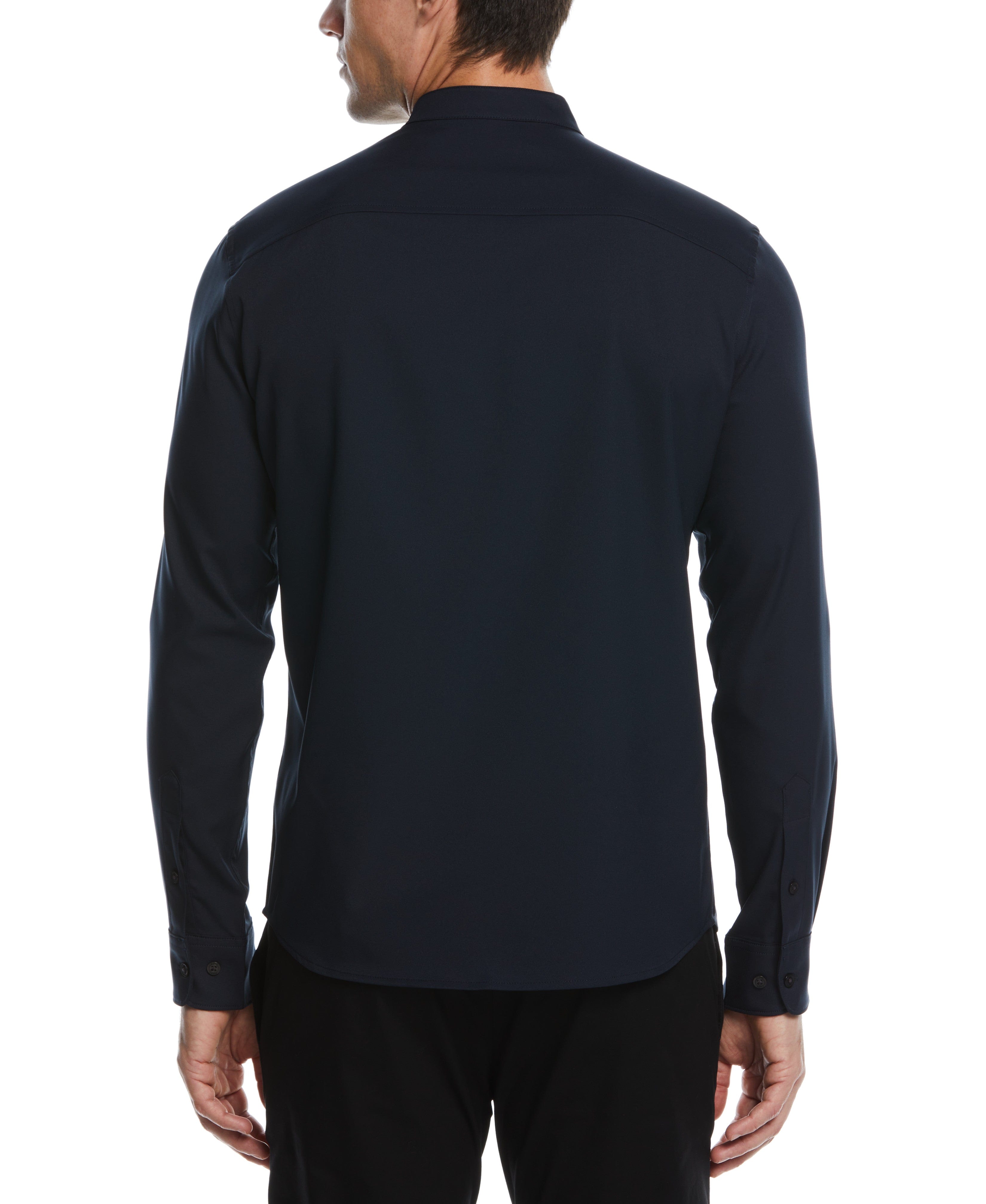 Untucked Total Stretch Slim Fit Banded Collar Shirt | Perry Ellis