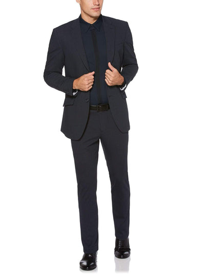 Very Slim Fit Textured Stretch Knit Suit Perry Ellis