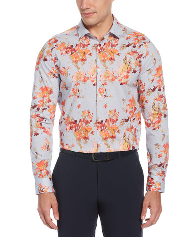 Multi-Color Floral Print Stretch Shirt (Heather) 