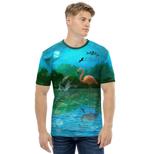 Cool, vibrant environmental t-shirt depicts before pollution and after pollution in the Everglades. Designed by Sushila Oliphant, Save Bait Life, LLC.