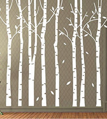 White bamboo tree wall decals