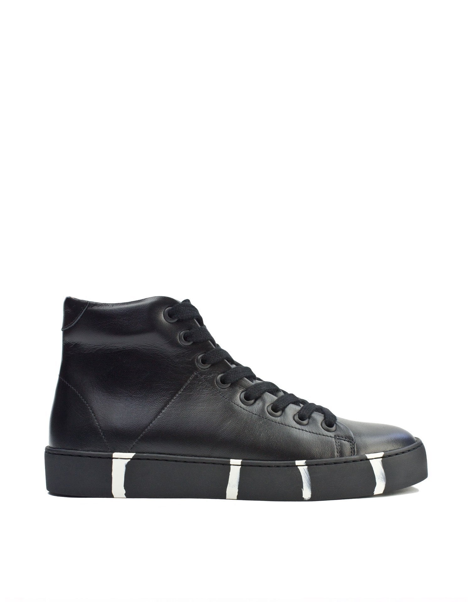 black leather high top
