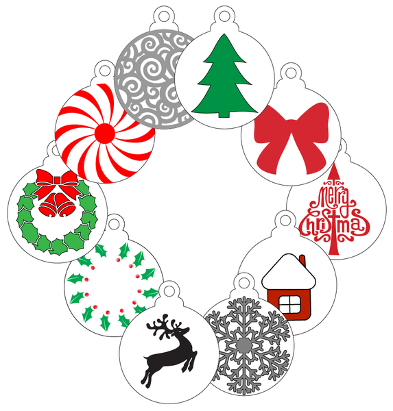 Holiday Ornament Acrylic Blanks 10pack + FREE Download SVG Basic Tree Cut  File