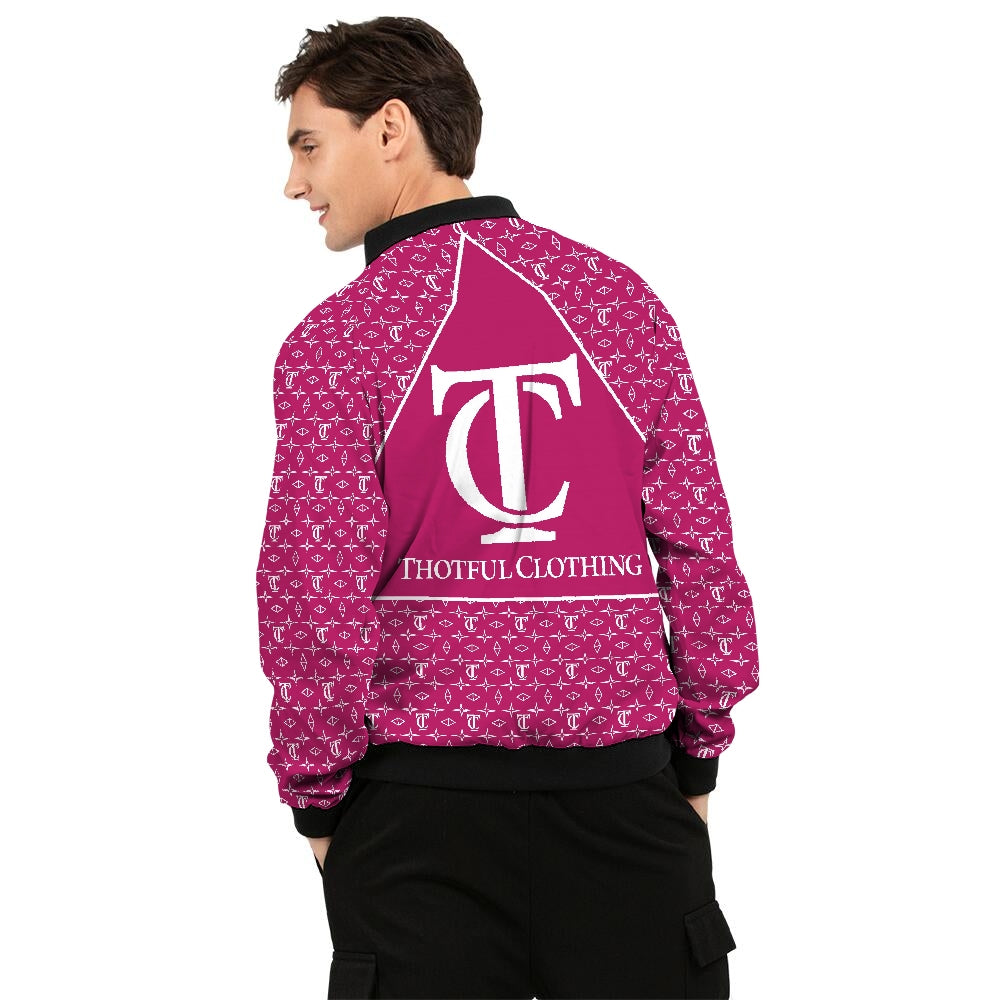 Monogrammed Pink Men's Bomber Jacket - Thotful Clothing®