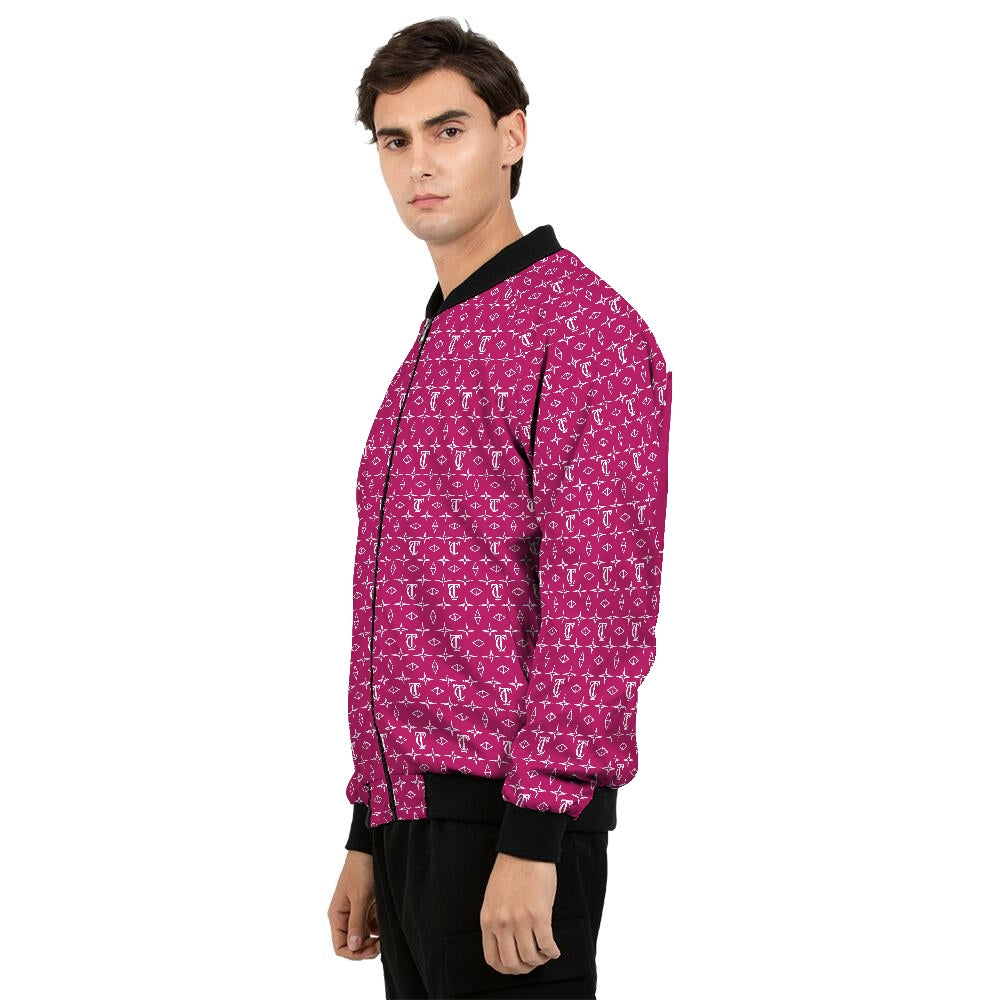 Monogrammed Red Men's Bomber Jacket - Thotful Clothing®