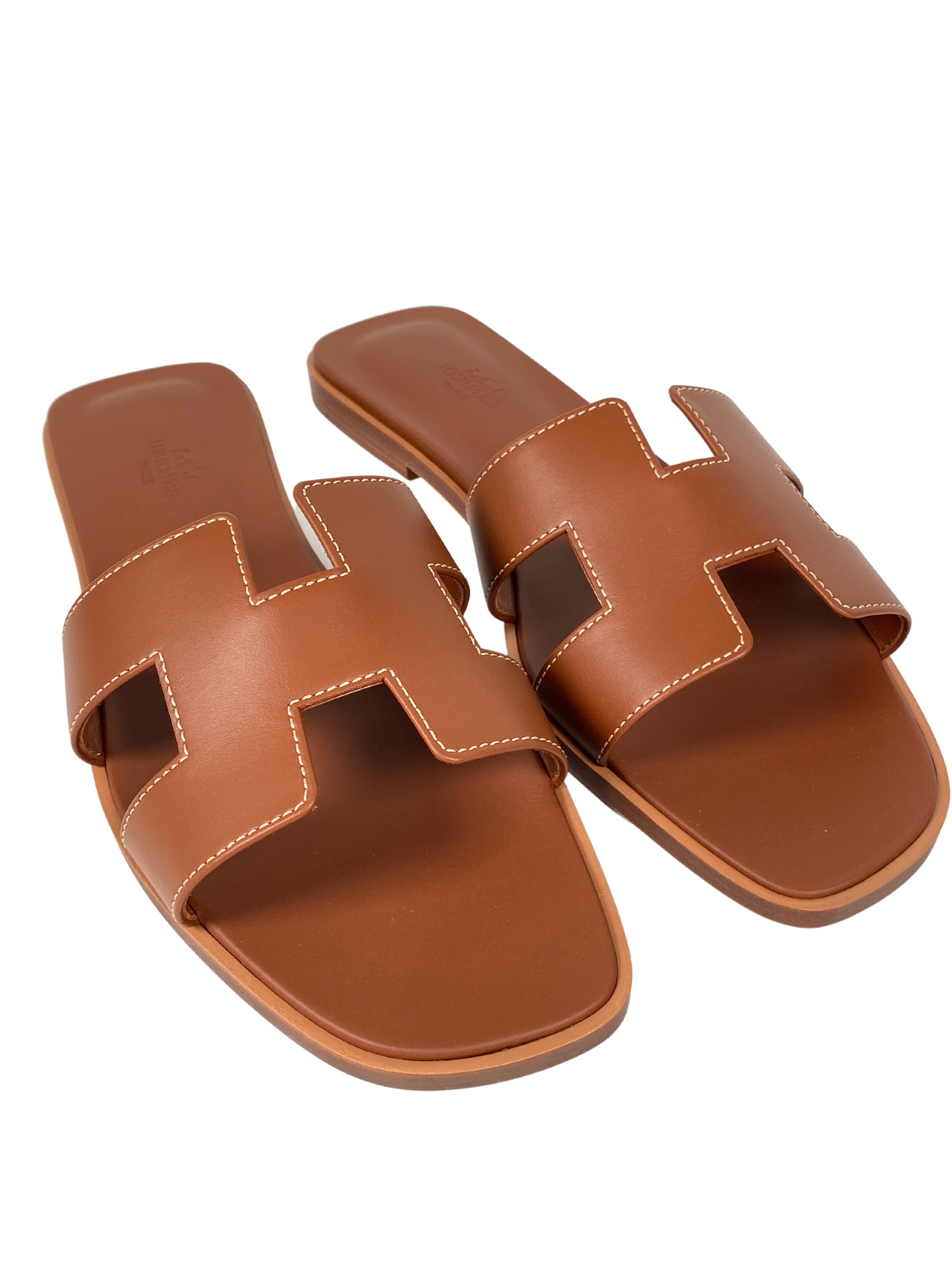 hermes tan slides