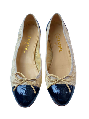 chanel lace ballet flats