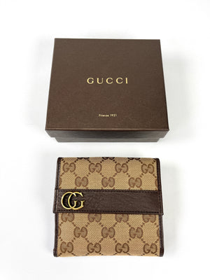 GUCCI - BEIGE/BROWN GG CANVAS & LEATHER WALLET –  AU