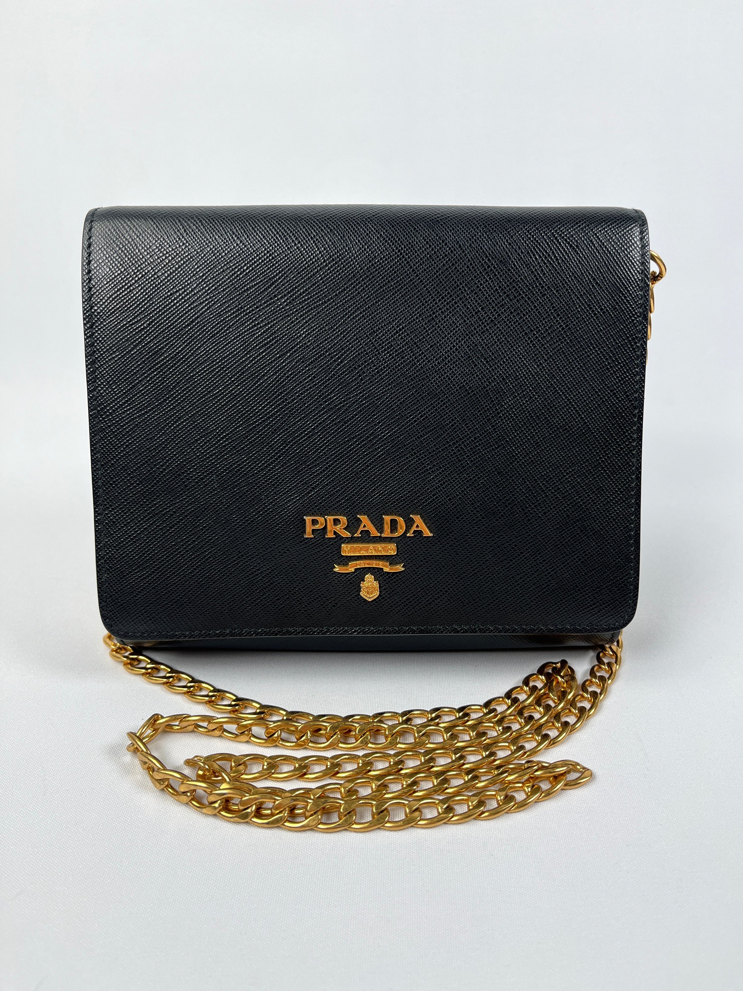 PRADA - BLACK SAFFIANO LUX CHAIN CROSSBODY BAG –  AU