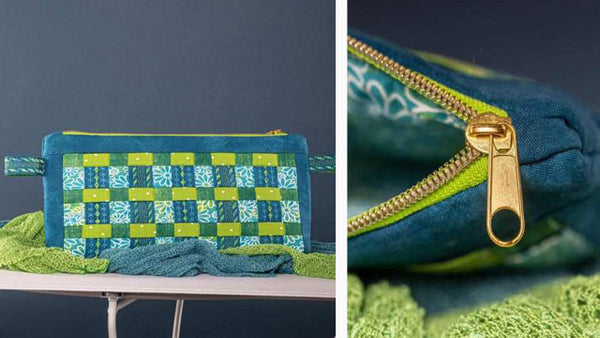 Babylock Woven Clutch in blues and greens