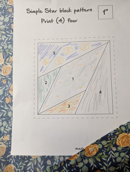 foundation paper piecing pattern shown with wrong sides together on fabric