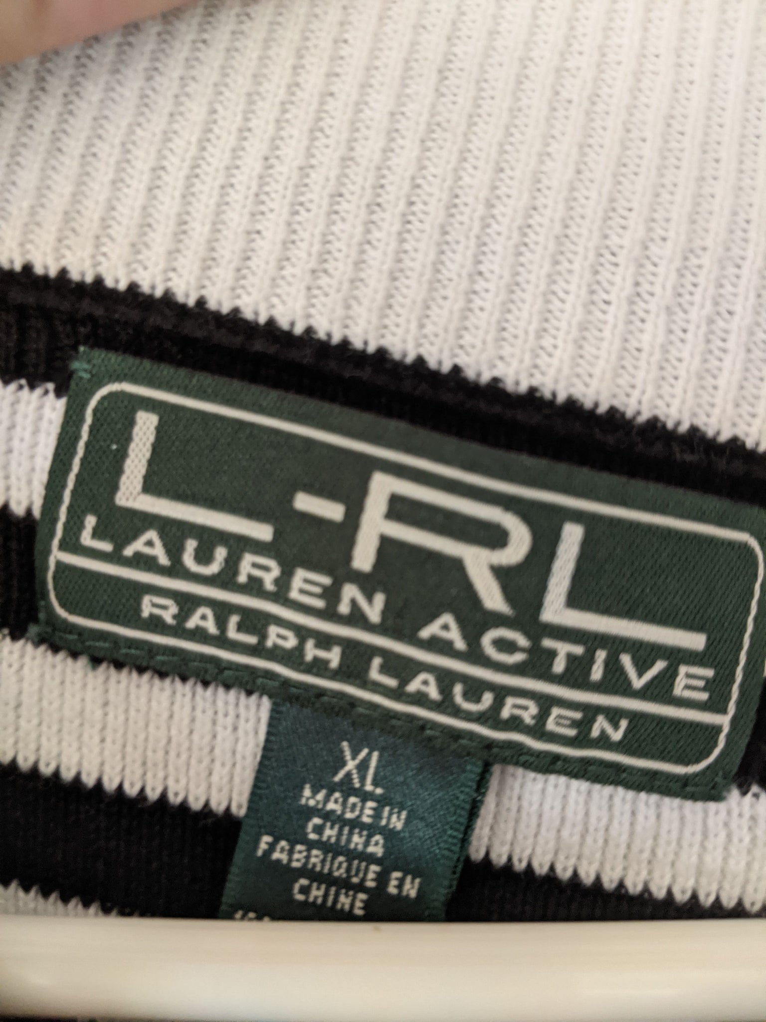 Ralph Lauren L-RL Lauren Active Black and White Striped Cotton Sweater –  Havamal Gifting