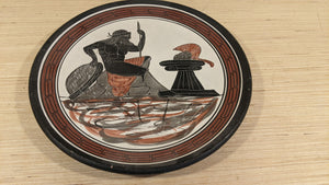 Hand Made Plate Kylix Greek Pottery Black Décor Signed Proodos No 45 Pottery RARE