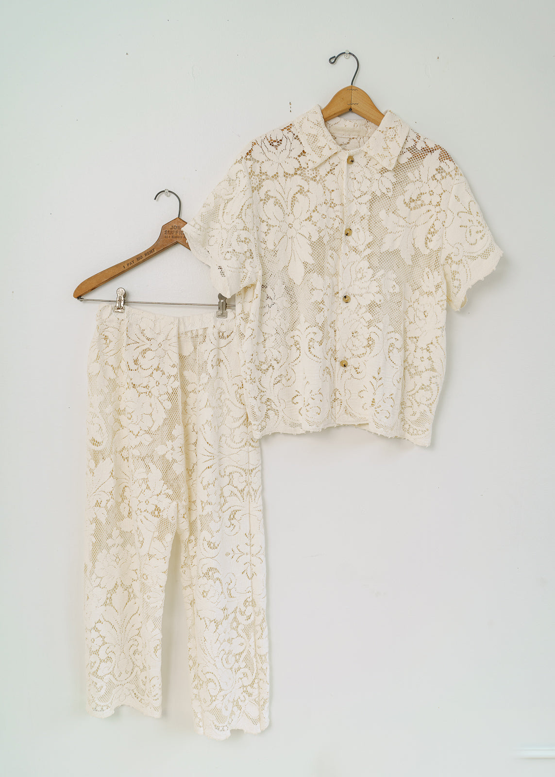 Adult School Boy Top- Net Peony Ecru