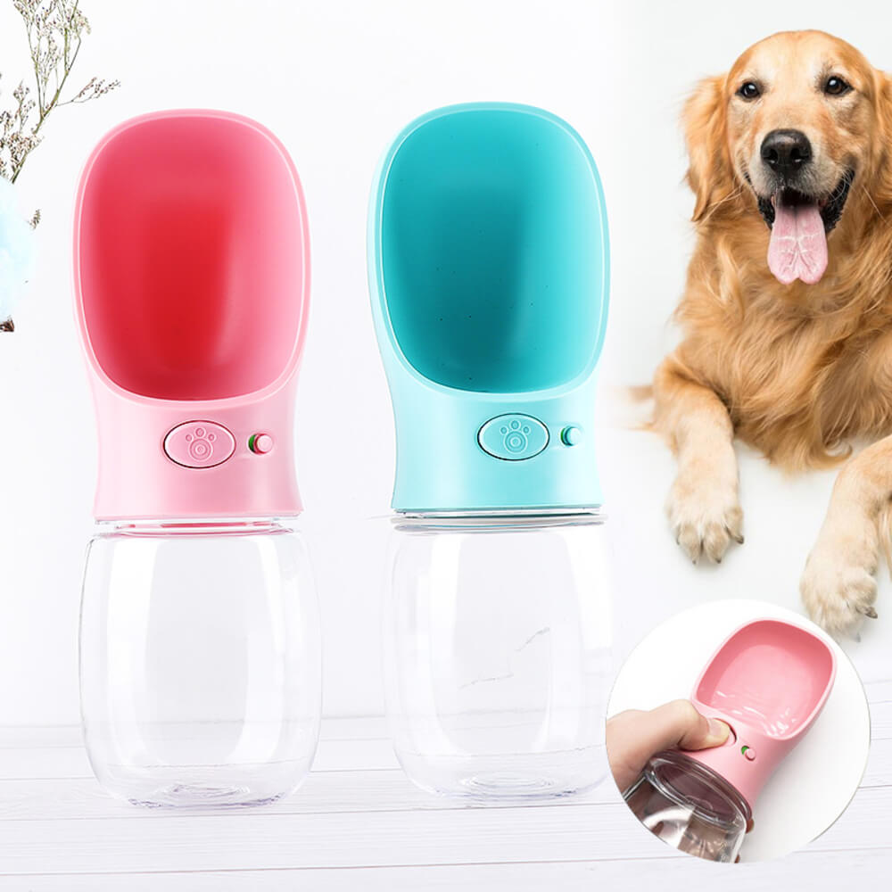 dog water bottle with bowl attached