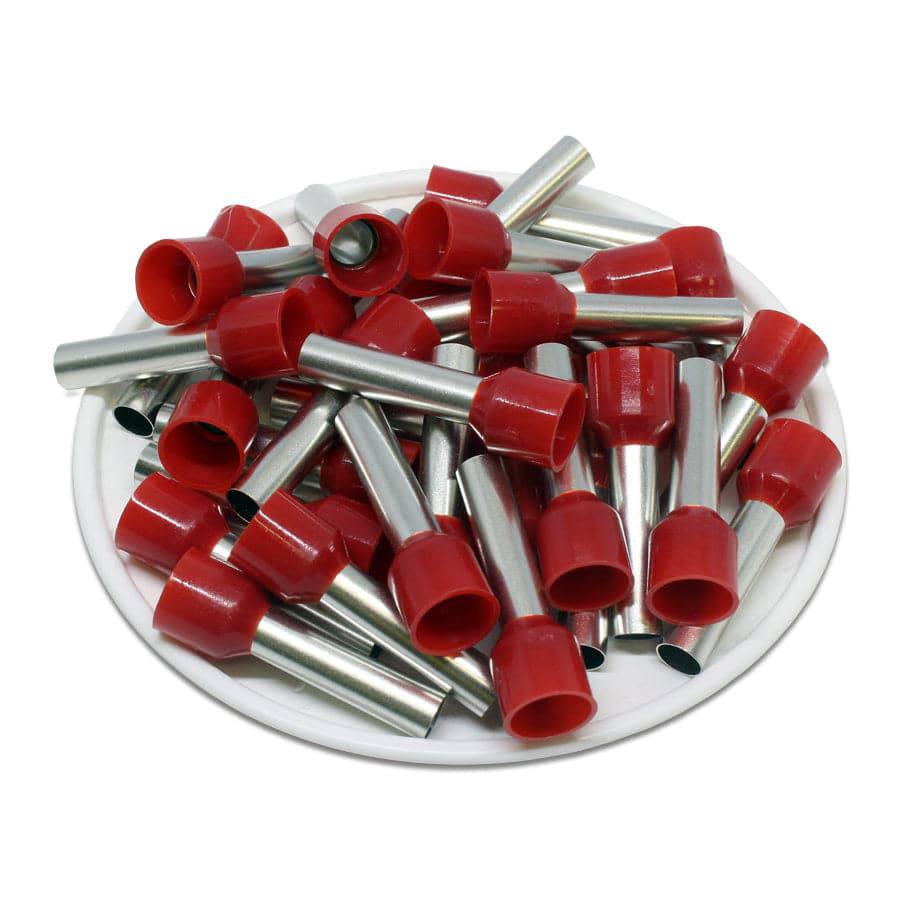 8 Awg 18mm Pin Insulated Ferrules Red — Ferrules Direct