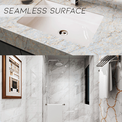 Peel and stick marble wallpaper make the surface flat and smooth