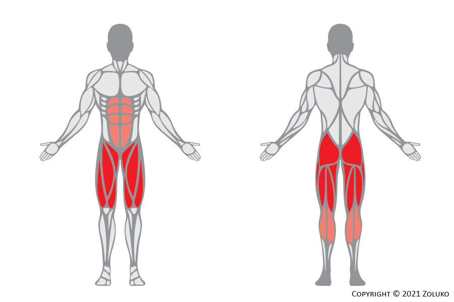 Welke spieren train ik met reverse lunges met kabelsysteem??