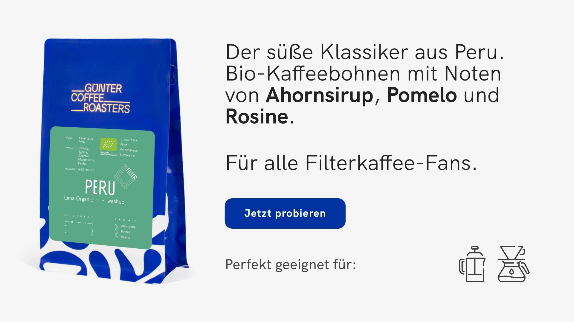 Bio-Kaffeebohnen für Filterkaffee: Peru Lima Organic von Günter Coffee Roasters.