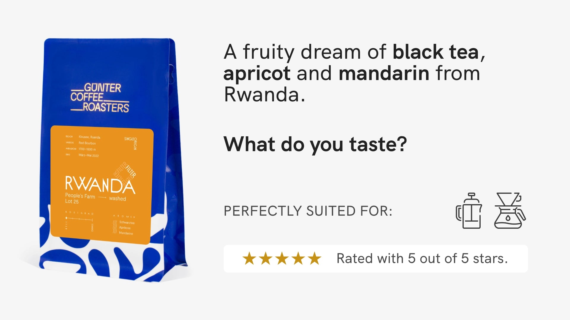 Rwanda People's Farm Lot 25 filter coffee beans from Günter Coffee Roasters.