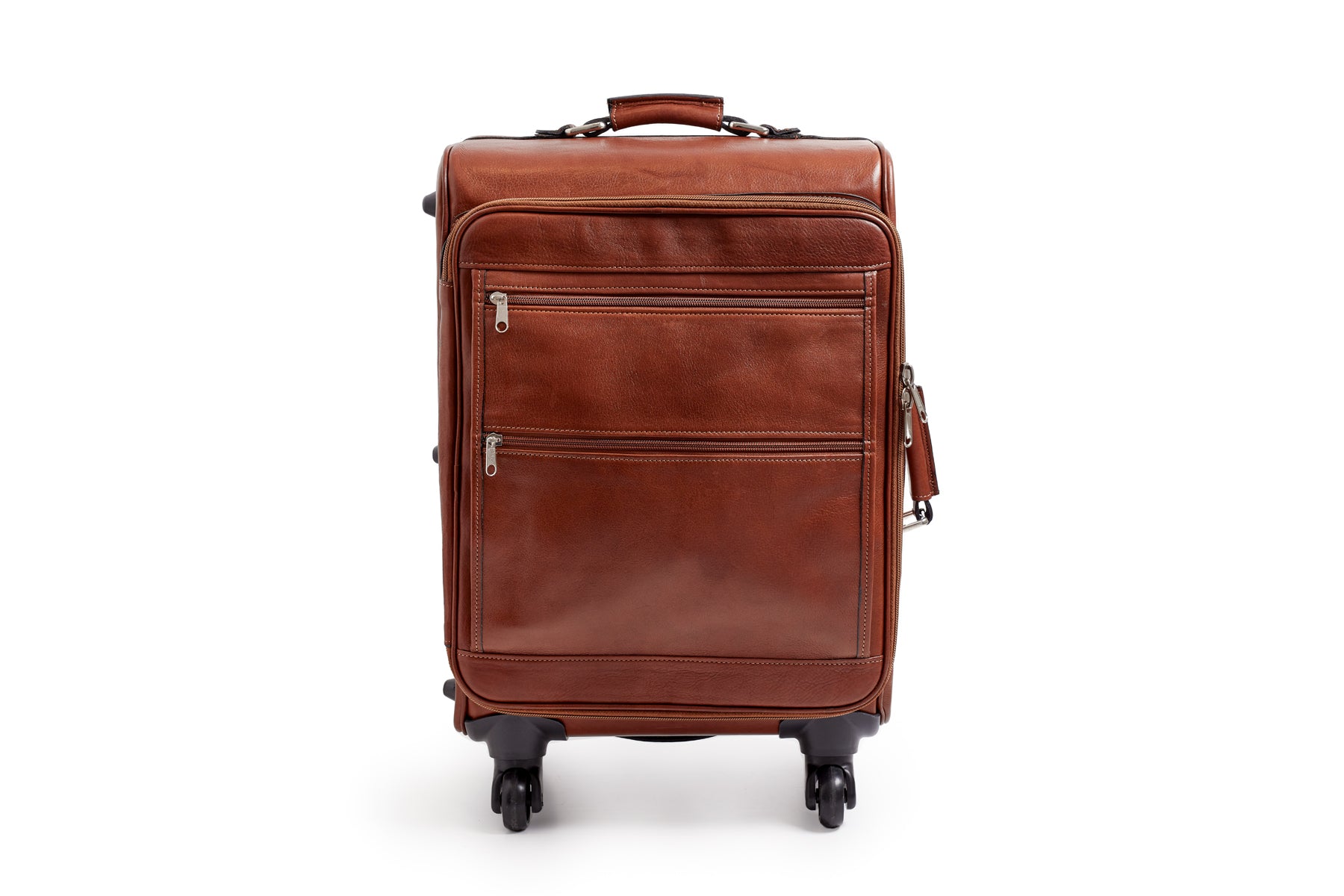 Vachetta leather carry on luggage with wheels. | Vakiano