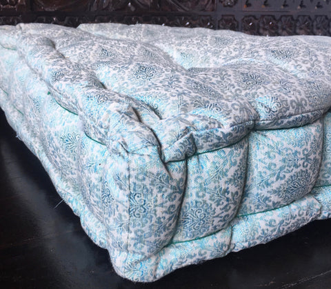 Light Blue Brocade floor sitting Cushion – Tara Design