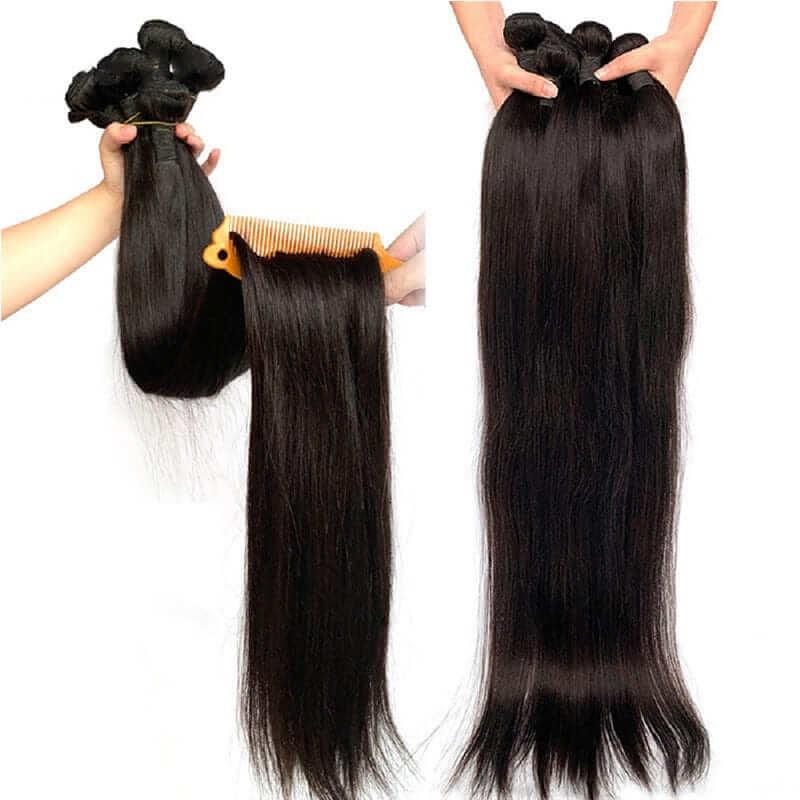 12A Grade Peruvian Human Hair 3 Bundles Straight Hair with 4x4 Lace Closure  - Superlovehair