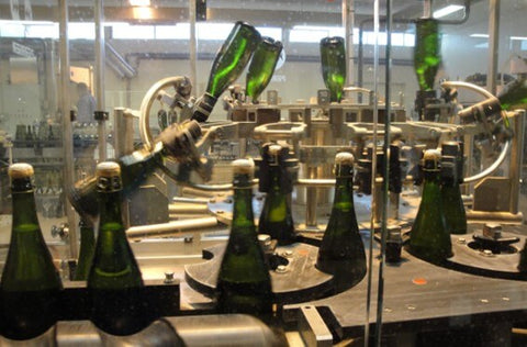 Champagne disgorgement line at Pol Roger