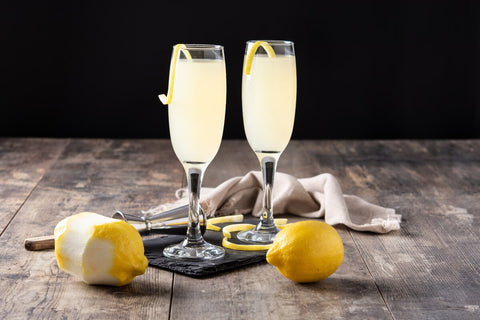 Picture of Champagne glasses with the cocktail French 75