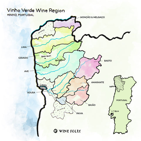 Map of the Vinho Verde region
