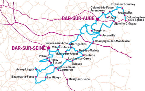 Map of the Côte des Bar area
