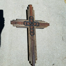 Cross #22: COWBOY - COUNTRY - WESTERN  Farm Cross   33" tall, hints of rust/burnt orange, with wood tones