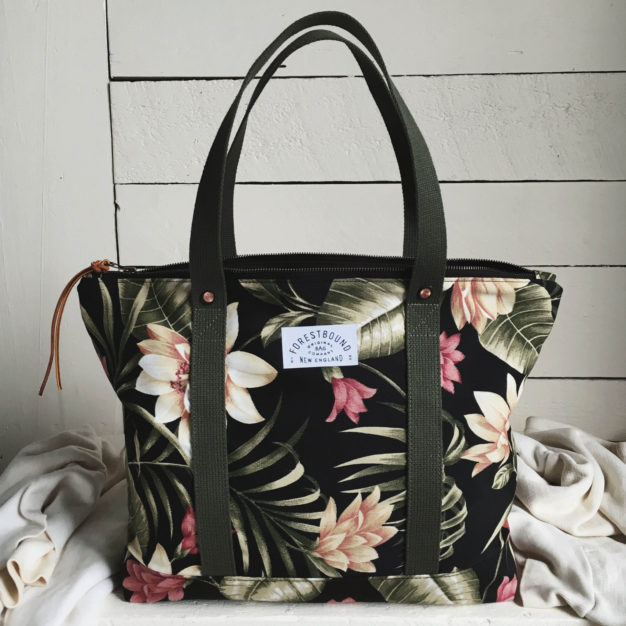 black floral handbag