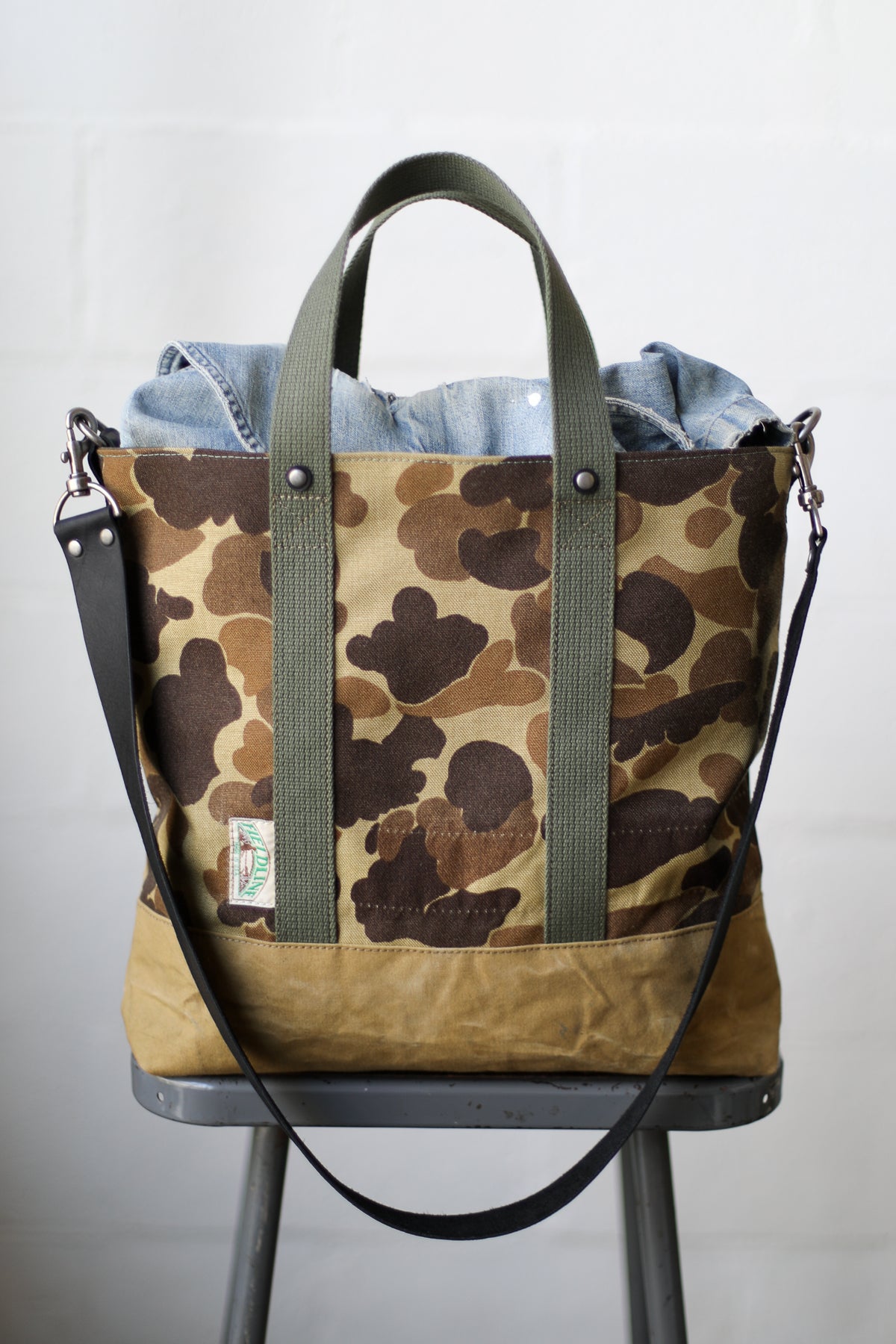 1960 s era Salvaged Camo Tote Bag  FORESTBOUND