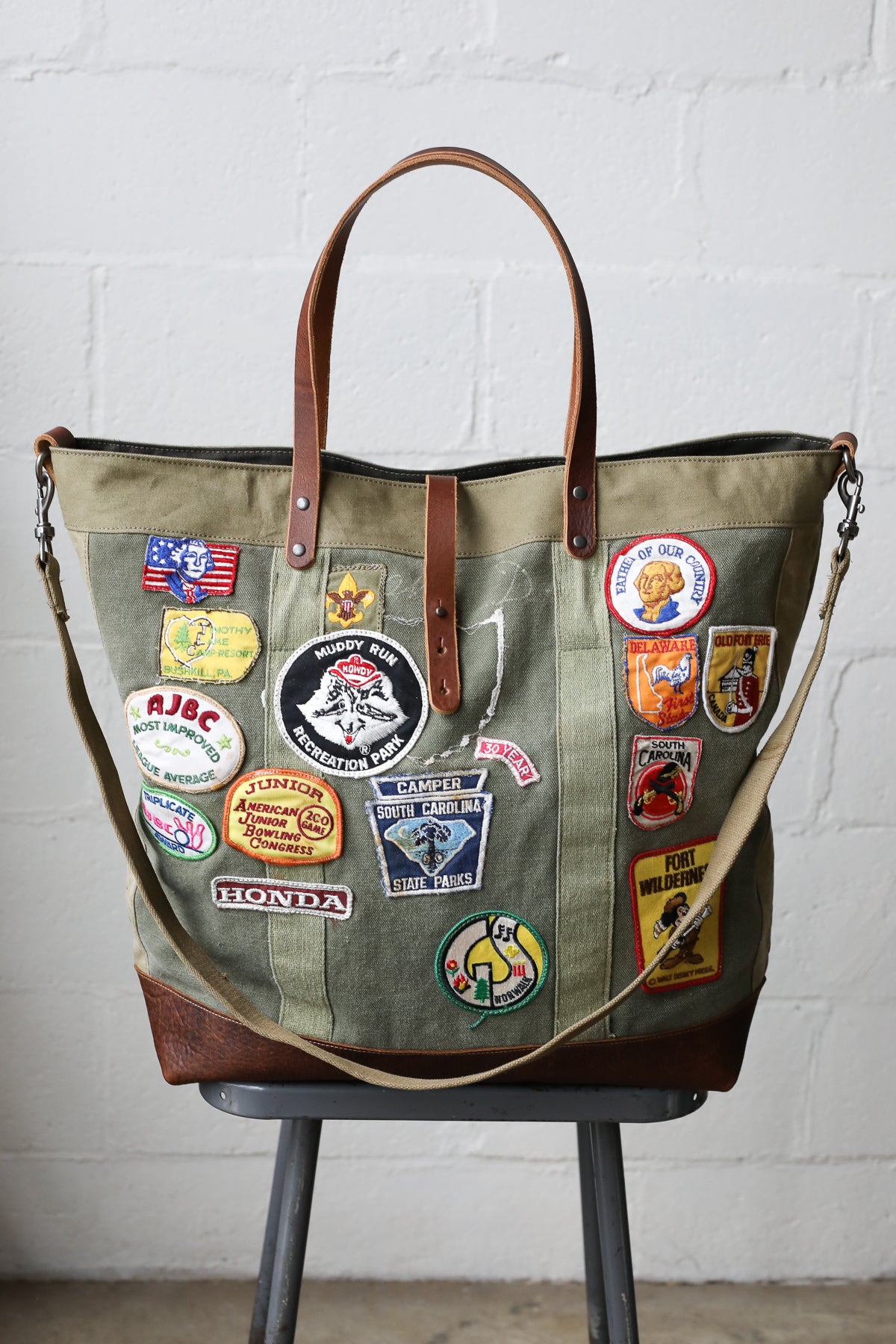 Extra Large 1960's era Patched Canvas Tote Bag - FORESTBOUND