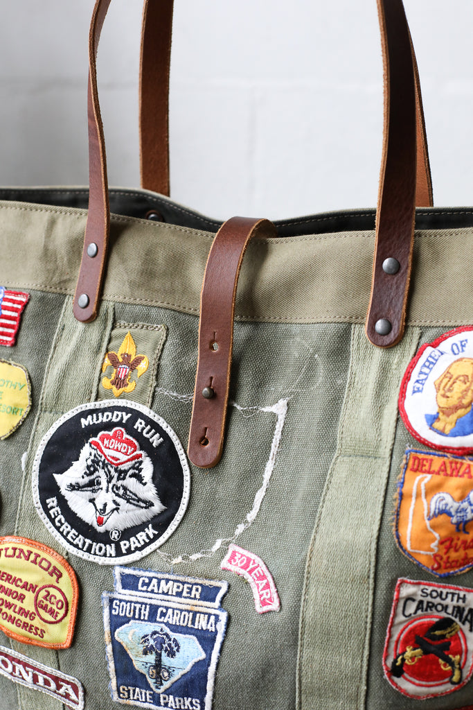 Extra Large 1960's era Patched Canvas Tote Bag - FORESTBOUND
