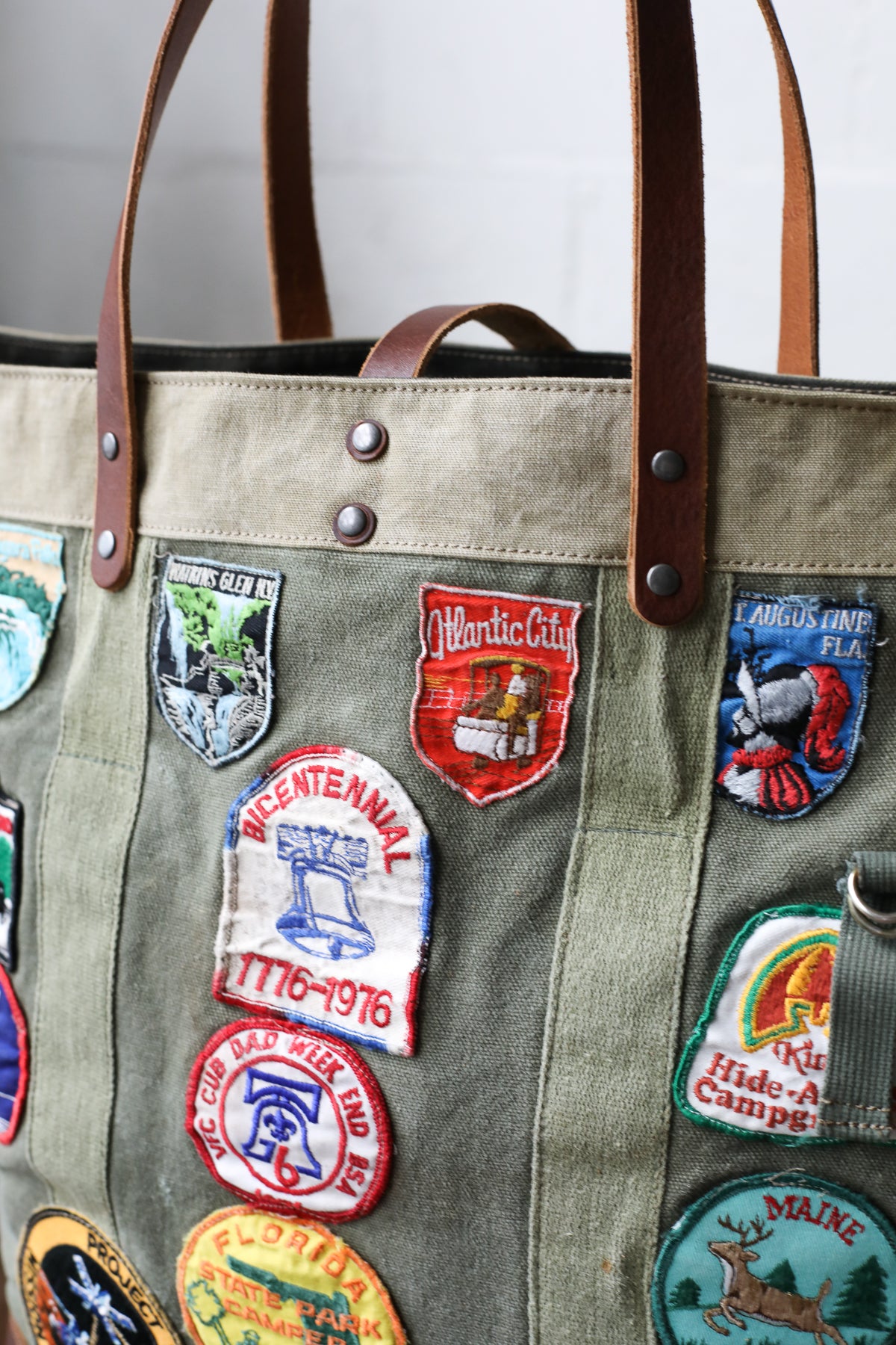 Extra Large 1960's era Patched Canvas Tote Bag - FORESTBOUND