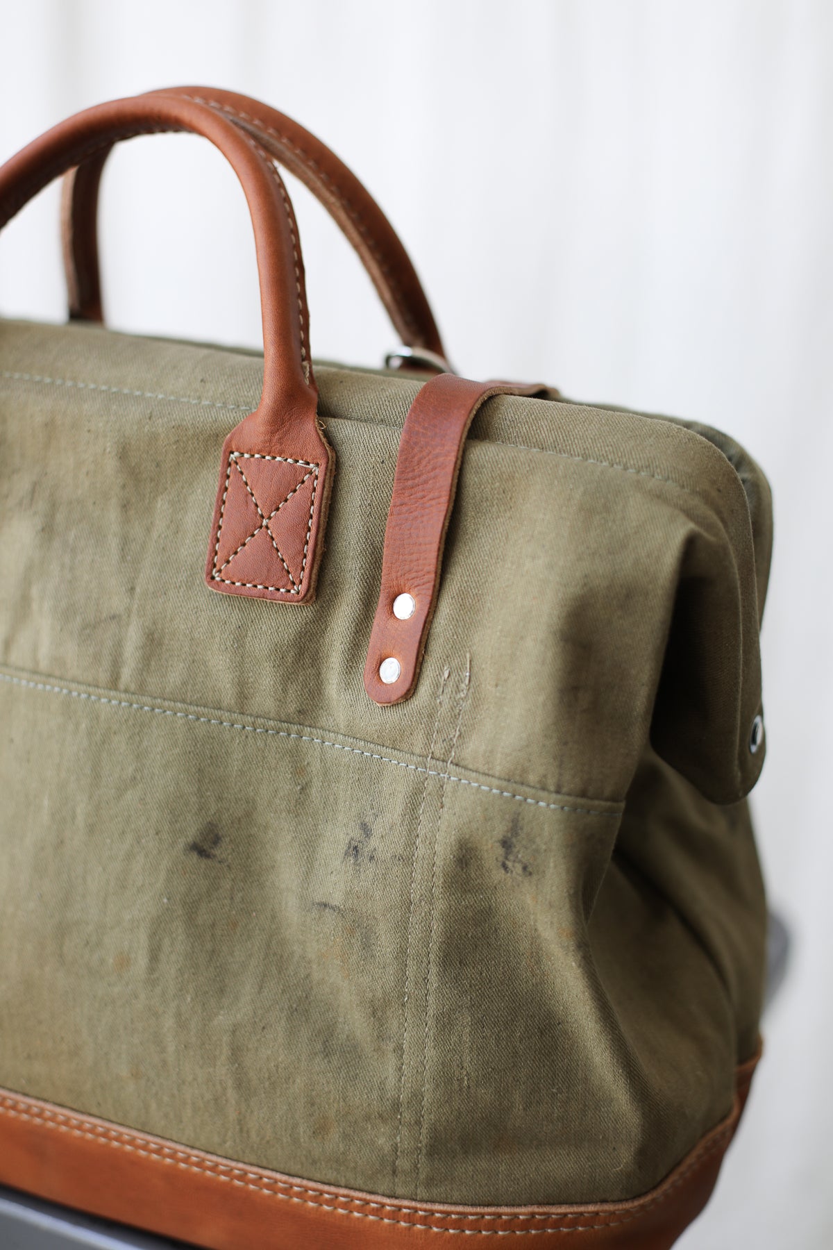 1940's era Salvaged Canvas Carryall