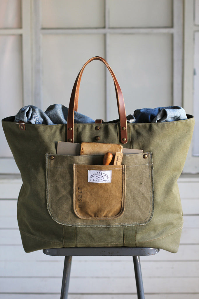 Extra Large 1940&#39;s era Canvas Travel Bag - FORESTBOUND