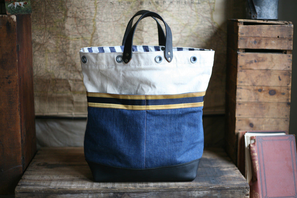 WWII era Sea Bag, Denim & Antique Leather Carryall - SOLD – FORESTBOUND