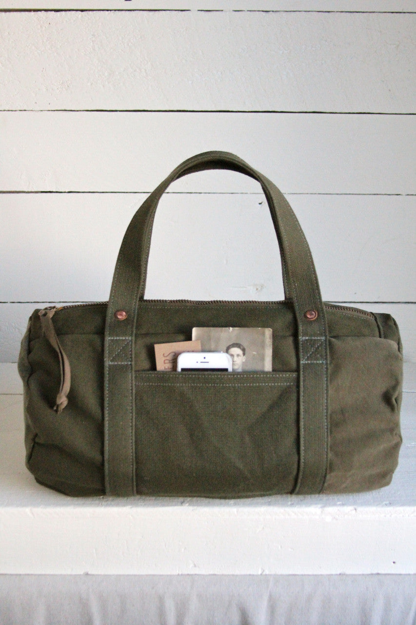 small canvas duffle bag