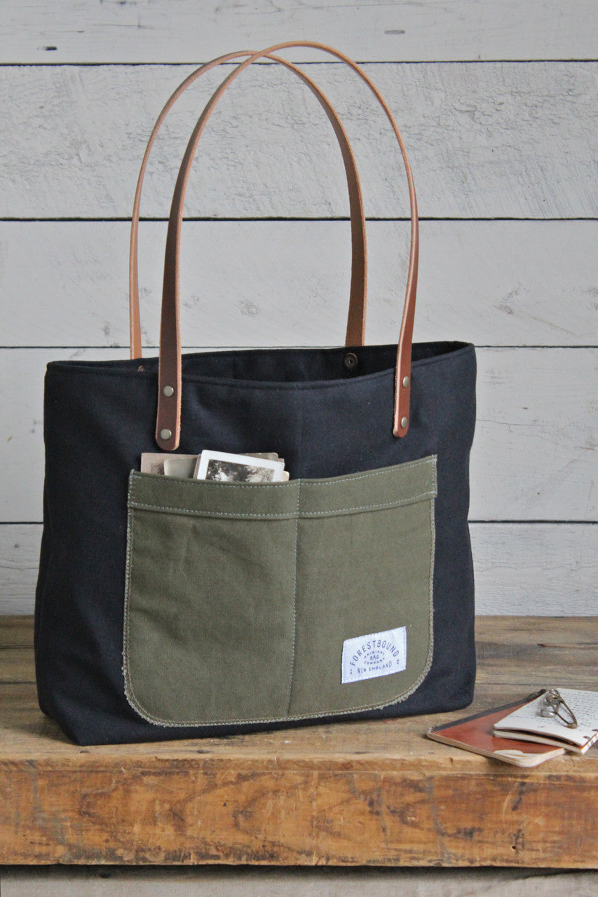 Recycled Black Cotton Pocket Tote Bag – FORESTBOUND