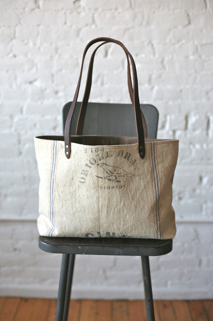 1940s era Feedsack Tote Bag - FORESTBOUND